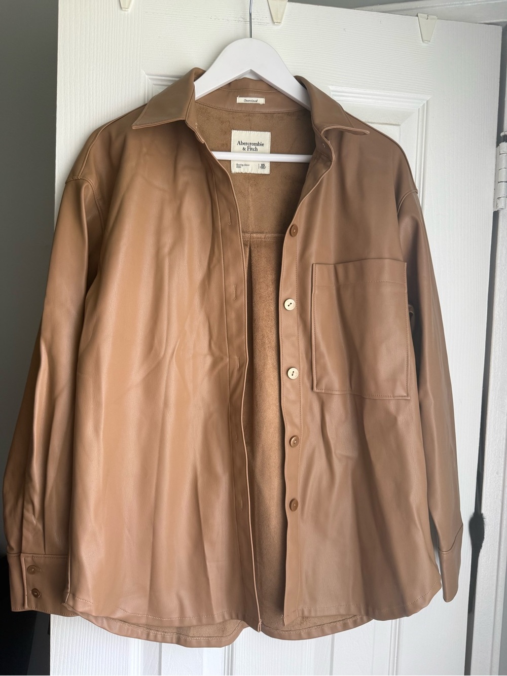 Abercrombie & Fitch Camel Brown Leather Shirt Jacket